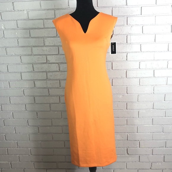 ECI Dresses & Skirts - Eci Women’s V-Neck Cap Sleeve Orange Scuba Dress